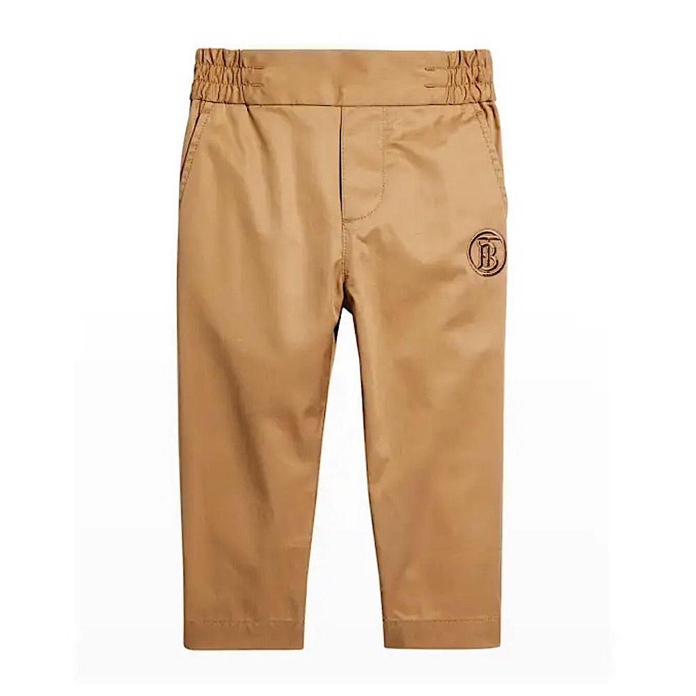Burberry Boy’s Leonard TB Embossed Embroidered Logo Tan Khaki Chino Pants 2Y